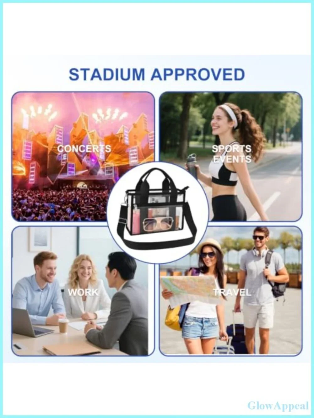 Clear Stadium Tote Bag Waterproof PVC Crossbody for Concerts